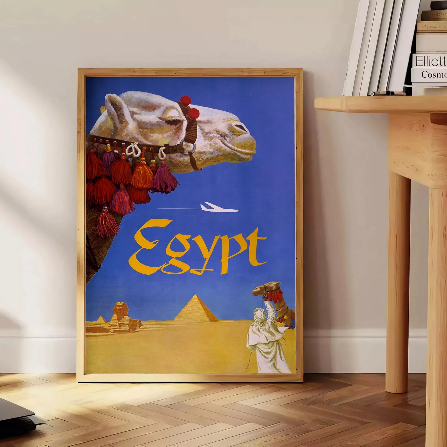 enchanting beauty Egypt Fly travel poster gray blue hues wall art touch elegance space unique gift statement artwork print sizes A4 cm A0