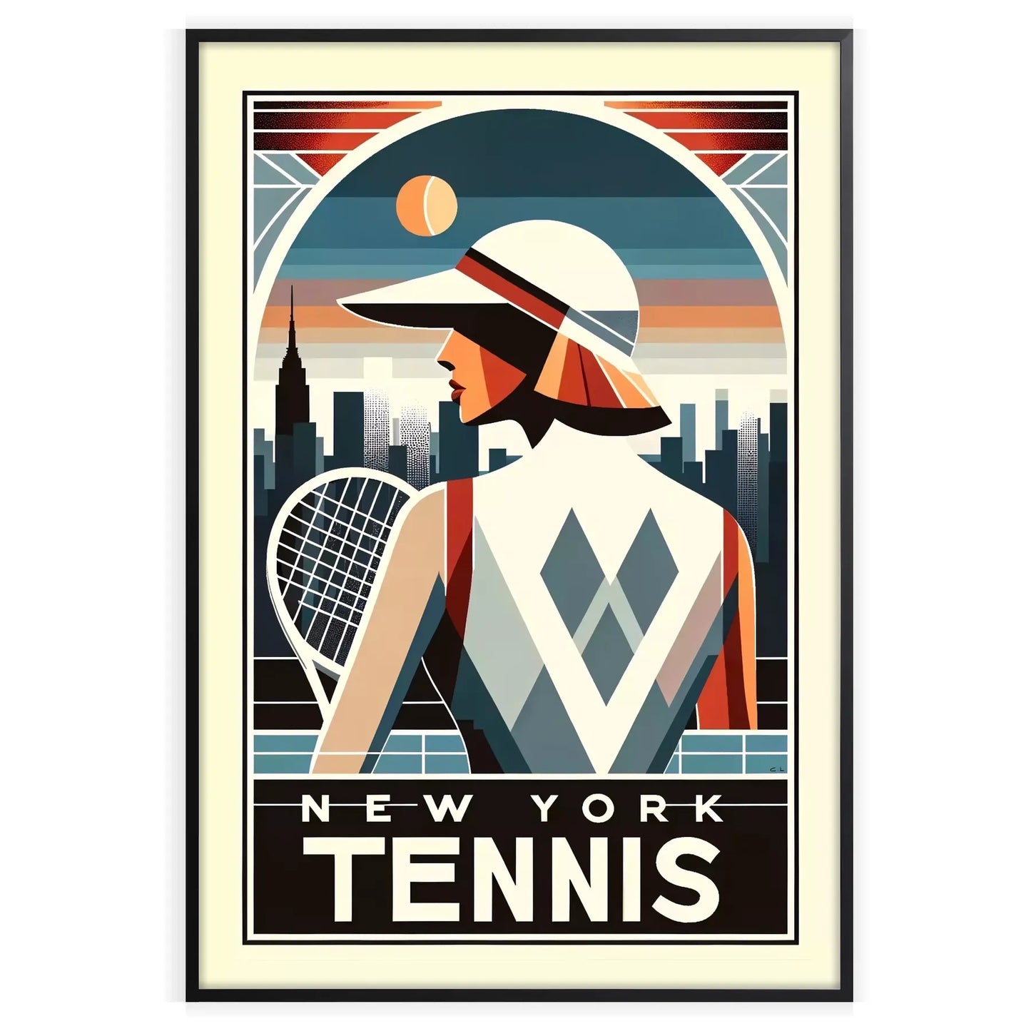 Art Deco Lady New York tennis artwork referencing New York’s US Open