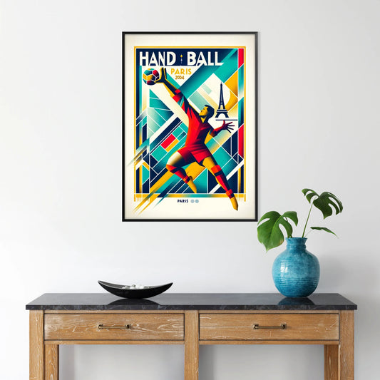 excitement handball exclusive Olympics Paris Poster sports enthusiast vibrant wall art spirit games unique gift stylish artwork space framed non - options