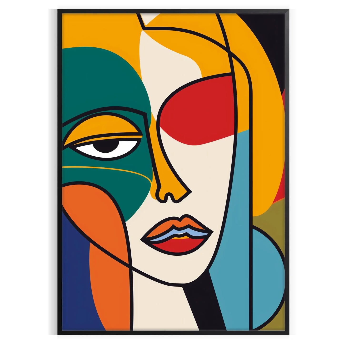 space stunning abstract woman poster vibrant orange red hues captivating wall art energy elegance room perfect gift print ready artwork