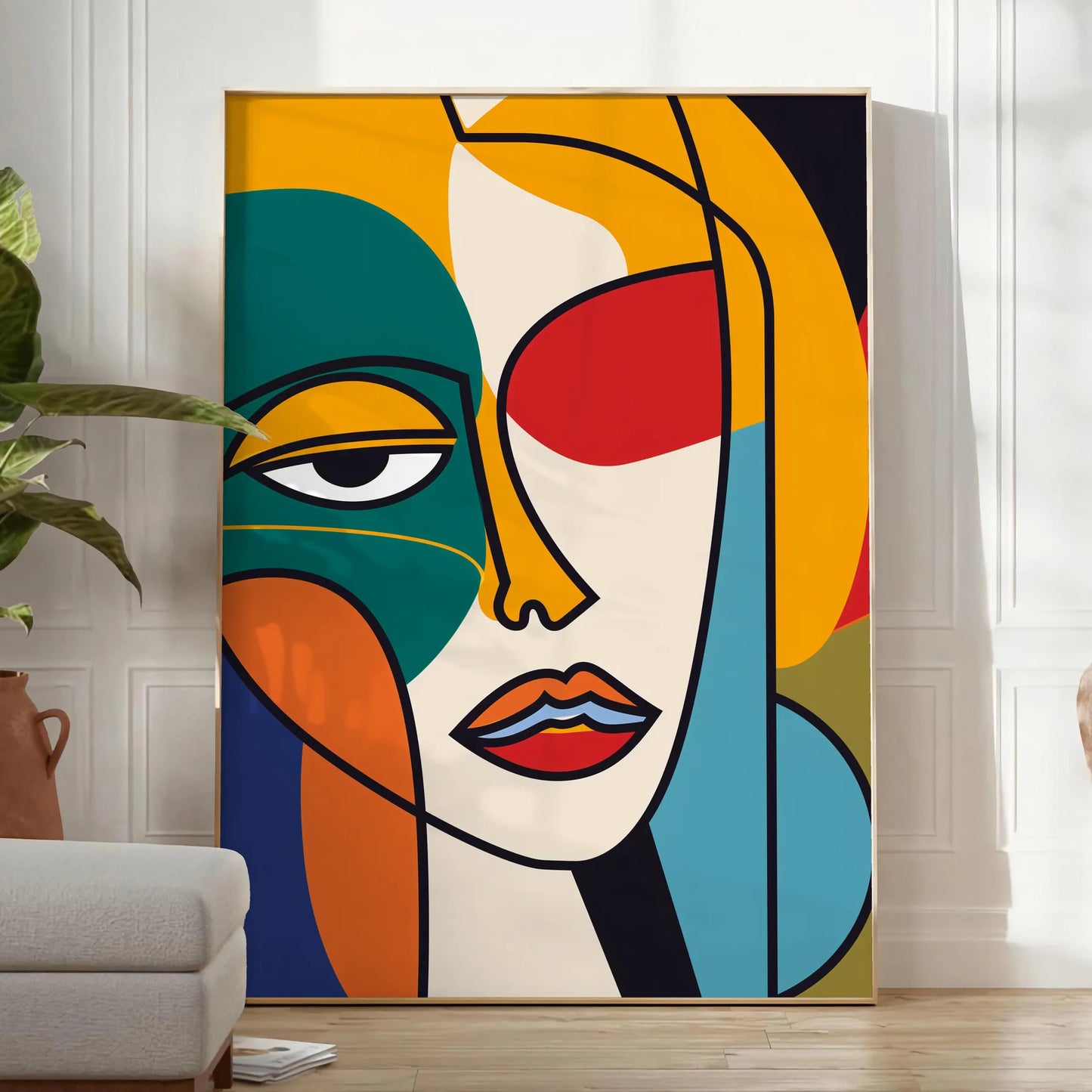 space stunning abstract woman poster vibrant orange red hues captivating wall art energy elegance room perfect gift print ready artwork