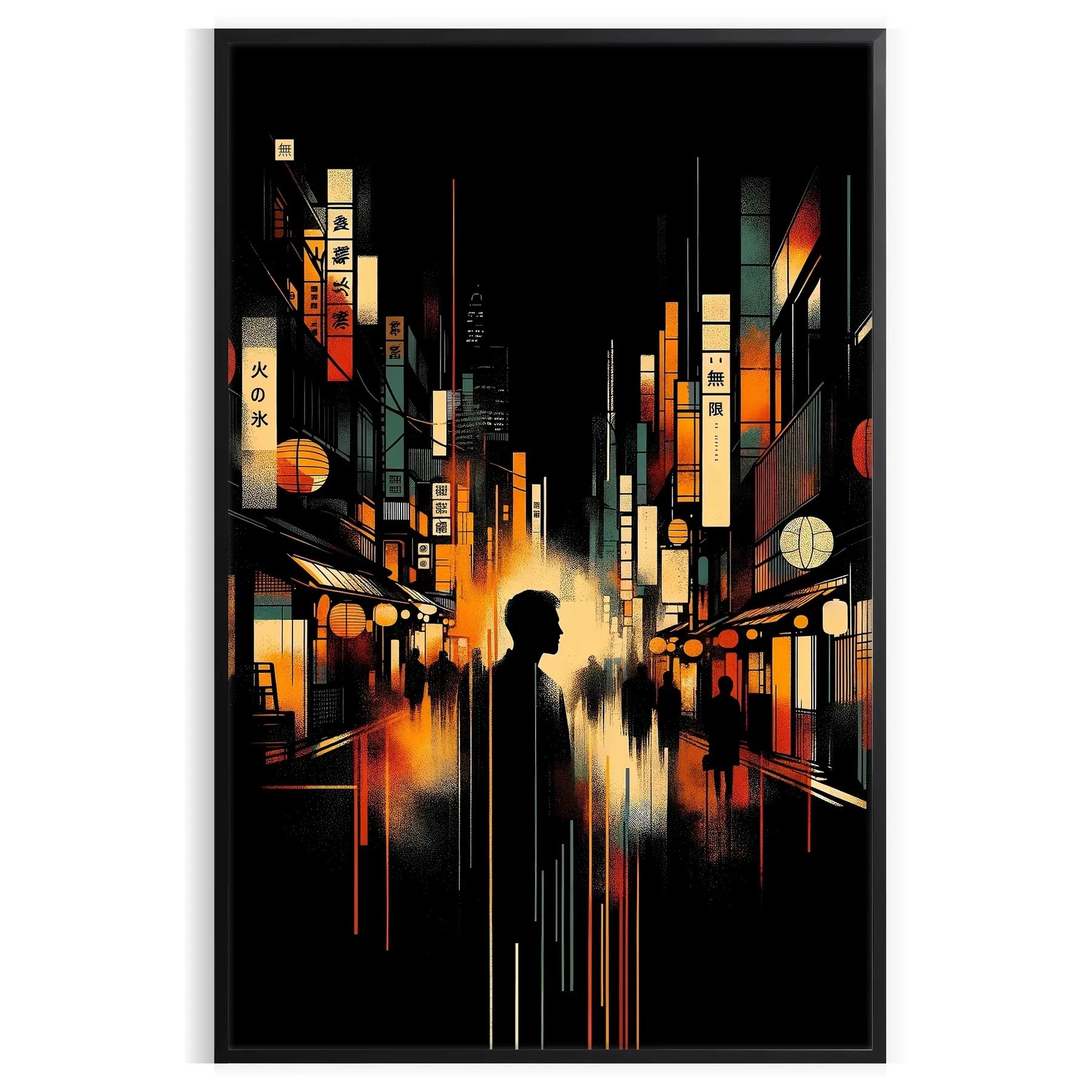 space captivating City Japan poster vibrant orange sleek black tones stunning artwork urban elegance perfect wall art lovers unique gift high quality print ideal today