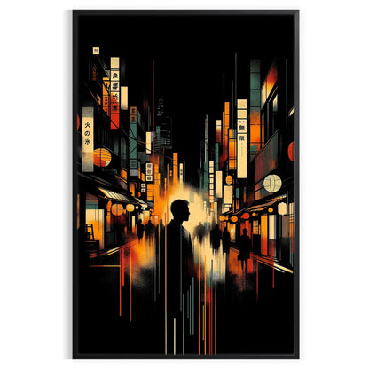 space captivating City Japan poster vibrant orange sleek black tones stunning artwork urban elegance perfect wall art lovers unique gift high quality print ideal today