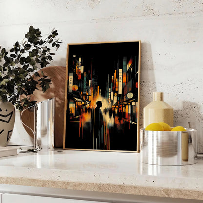 space captivating City Japan poster vibrant orange sleek black tones stunning artwork urban elegance perfect wall art lovers unique gift high quality print ideal today