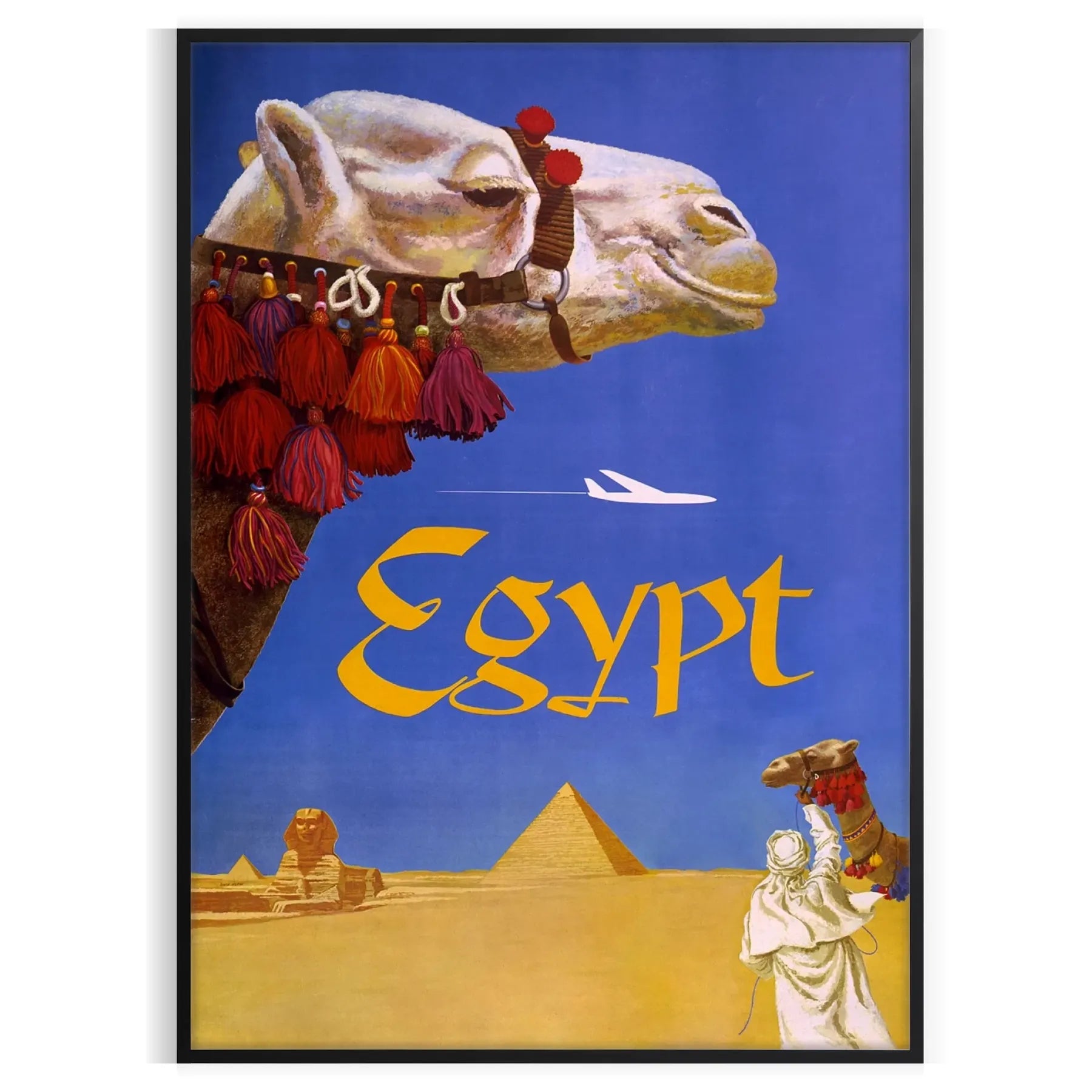 enchanting beauty Egypt Fly travel poster gray blue hues wall art touch elegance space unique gift statement artwork print sizes A4 cm A0