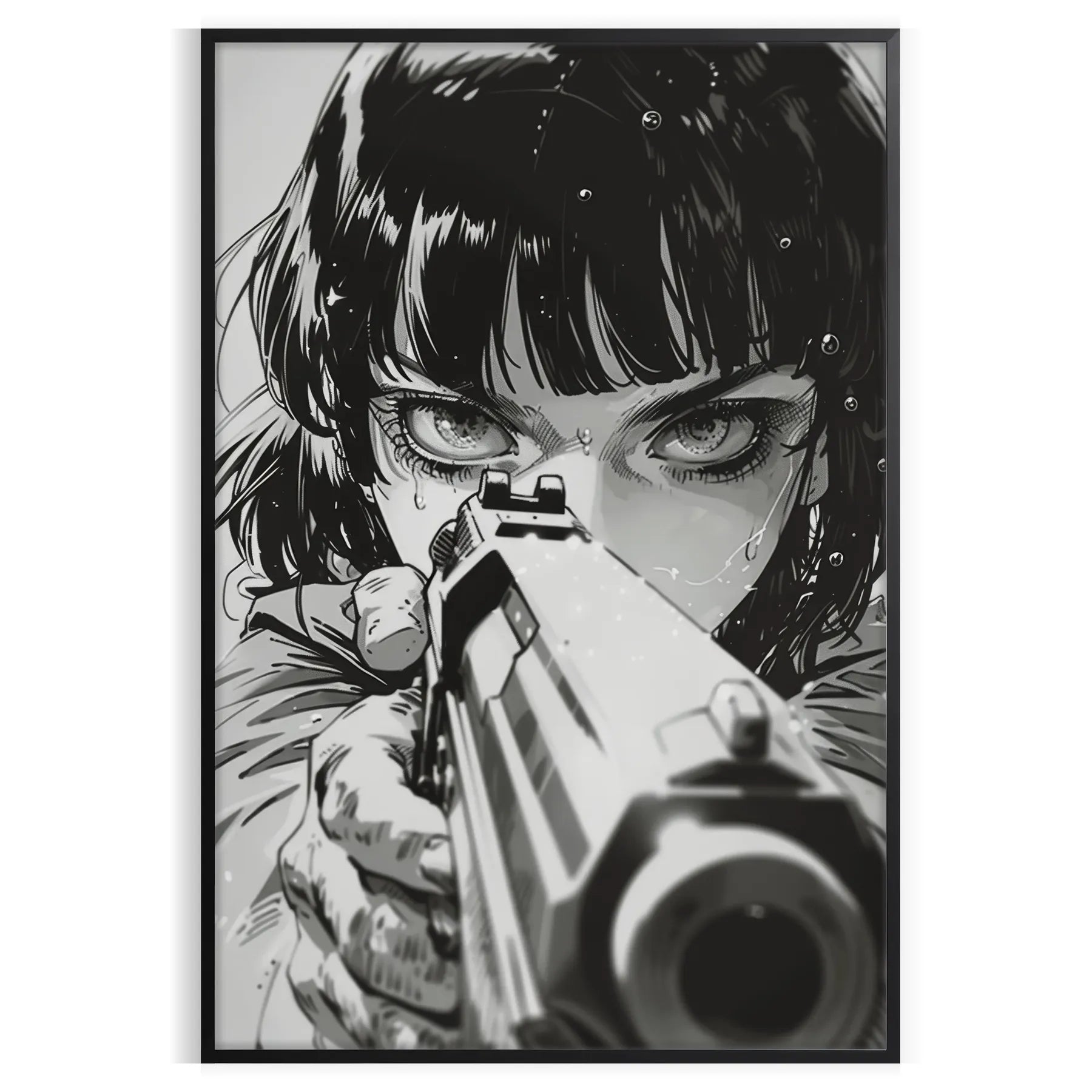 vibrant world gun manga stunning green blue poster wall art unique gift artwork essence dynamic storytelling framed frameless design style decor needs