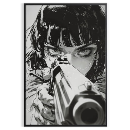 vibrant world gun manga stunning green blue poster wall art unique gift artwork essence dynamic storytelling framed frameless design style decor needs