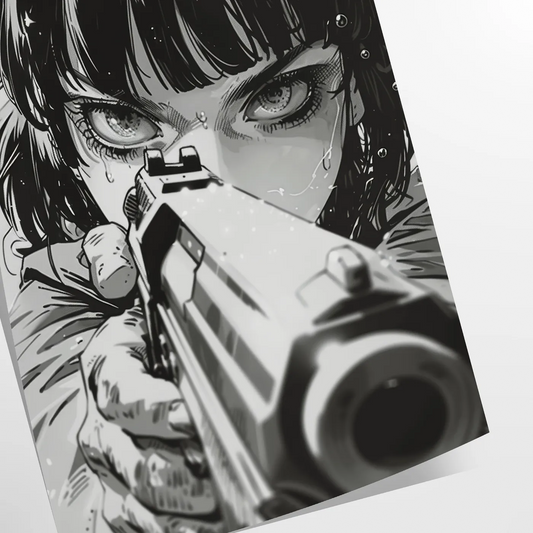 vibrant world gun manga stunning green blue poster wall art unique gift artwork essence dynamic storytelling framed frameless design style decor needs