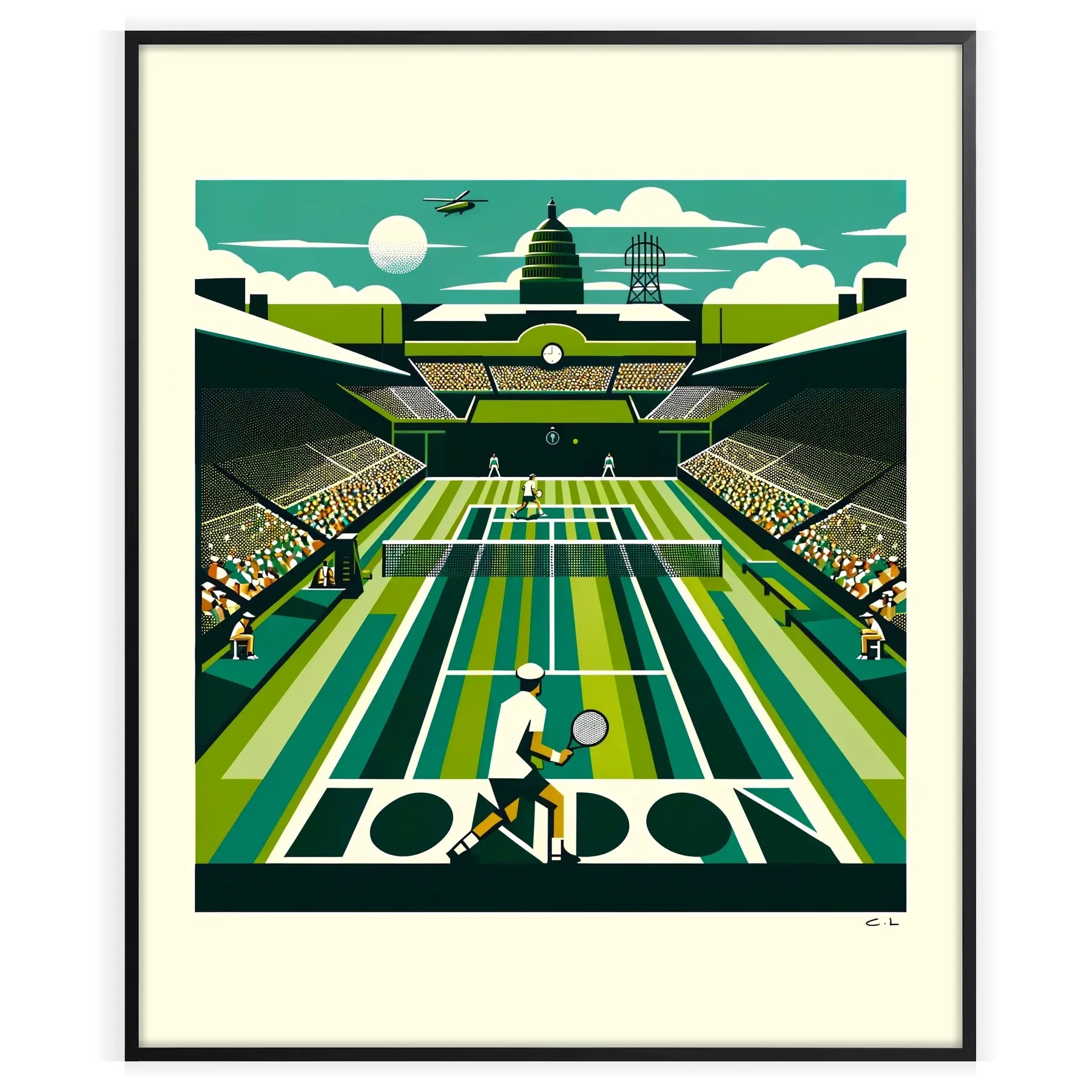 Art Deco Wimbledon tennis design highlighting Wimbledon’s legendary matches