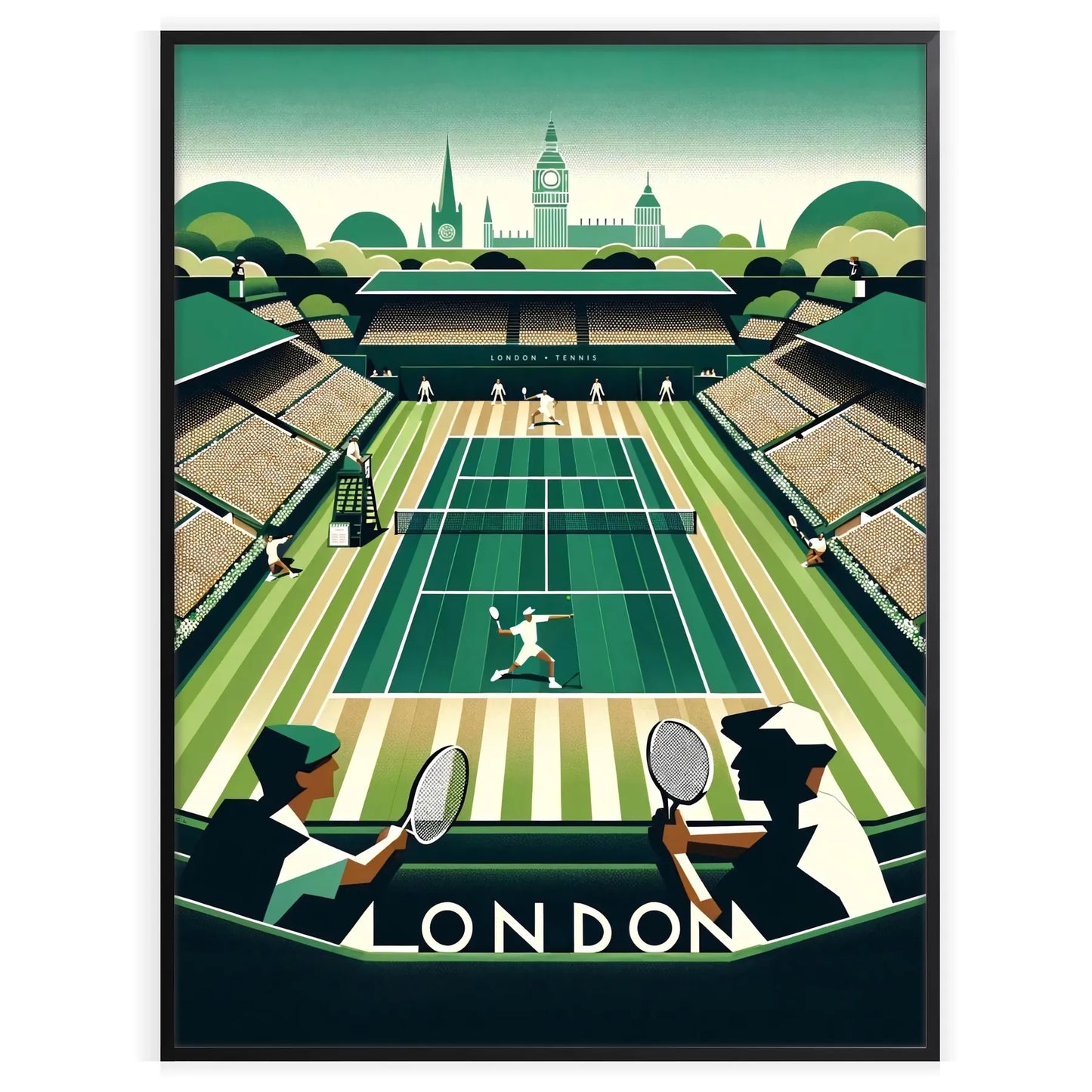 Vintage Wimbledon tennis print capturing the timeless charm of Wimbledon