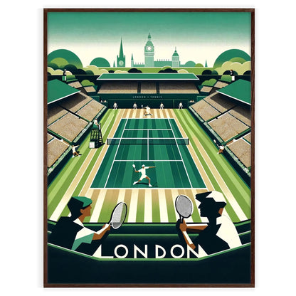 Art Deco Wimbledon tennis design highlighting Wimbledon’s legendary matches elegant living room interior framed print