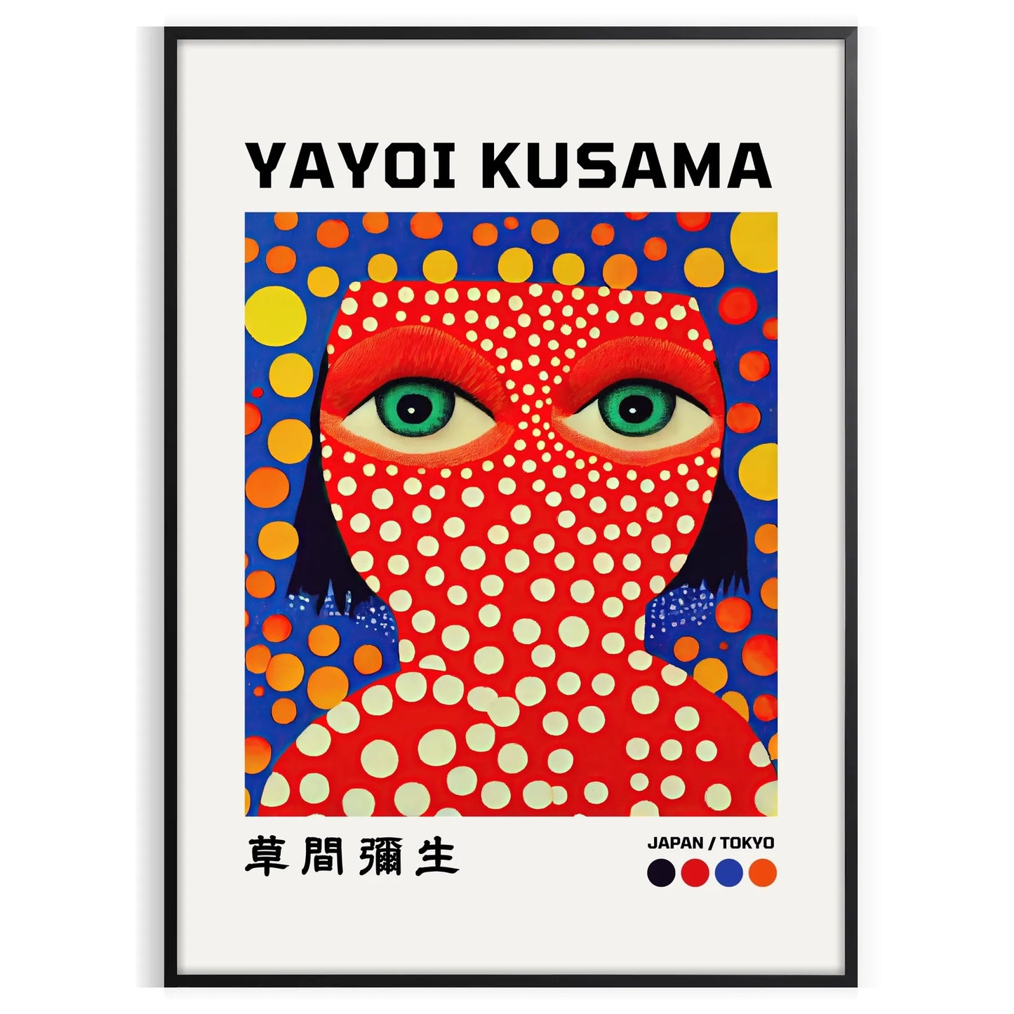 captivating Yayoi Kusama poster vibrant hues orange blue statement wall art unique gift print timeless artistic flair space exceptional artwork A4 cm A0