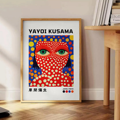 captivating Yayoi Kusama poster vibrant hues orange blue statement wall art unique gift print timeless artistic flair space exceptional artwork A4 cm A0