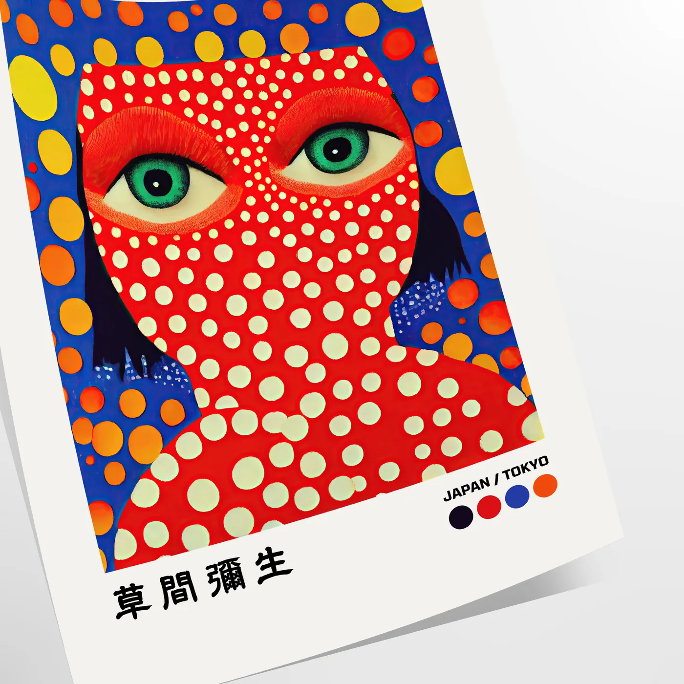 captivating Yayoi Kusama poster vibrant hues orange blue statement wall art unique gift print timeless artistic flair space exceptional artwork A4 cm A0